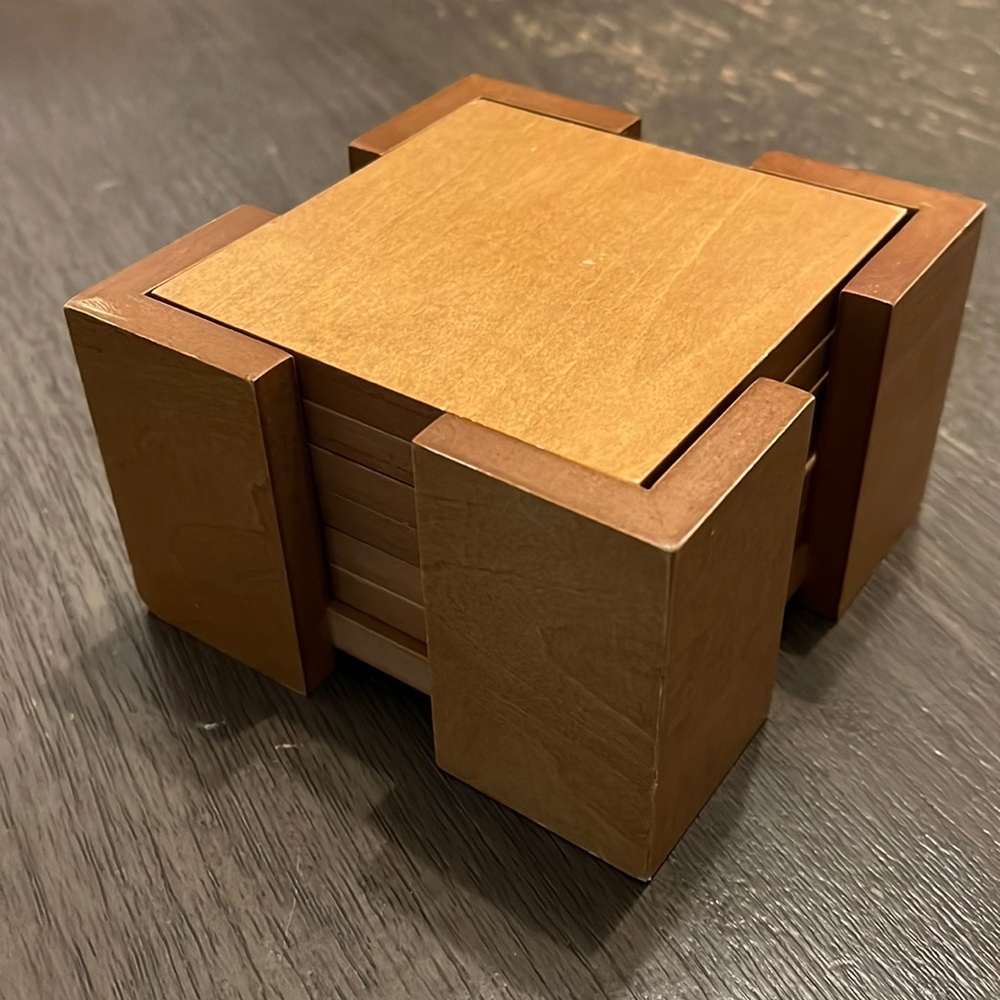 7pc wooden coaster set